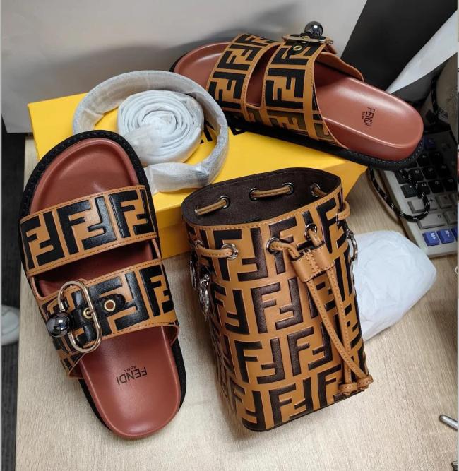 Women Fashion Slides with Bag Set #FEI