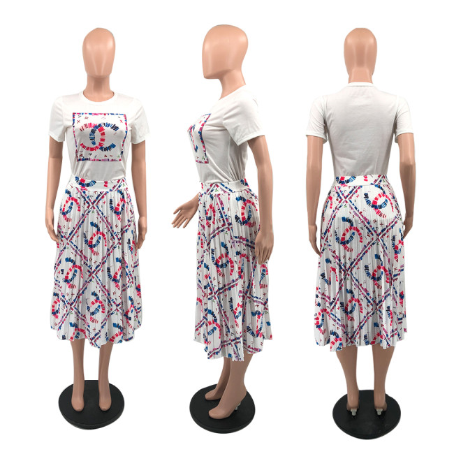 Women Fashion Short Sleeve Skirt Set #GUI