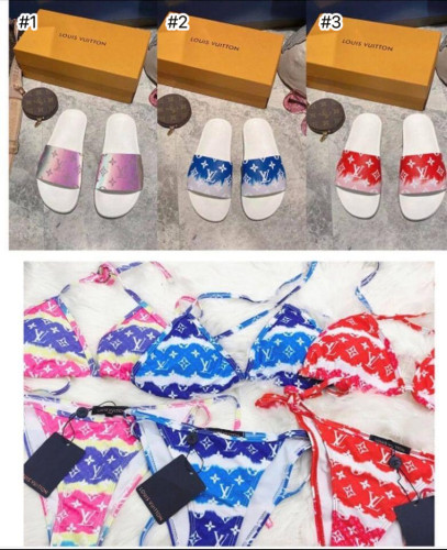Fashion Slides with Swimsuits Set #LOV
