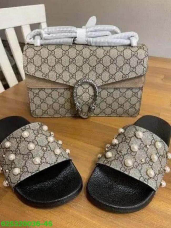 Women Fashion Slides with Bag Set #GUI