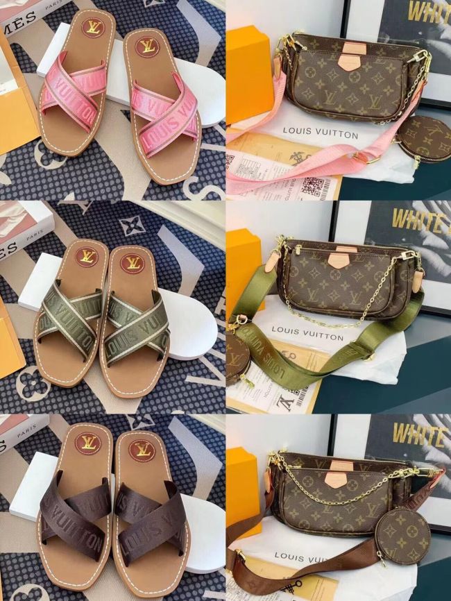 Fashion Slides with Bag Set #LOV