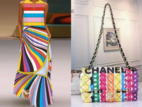 Women Fashion Dress with Bag Set #CHN