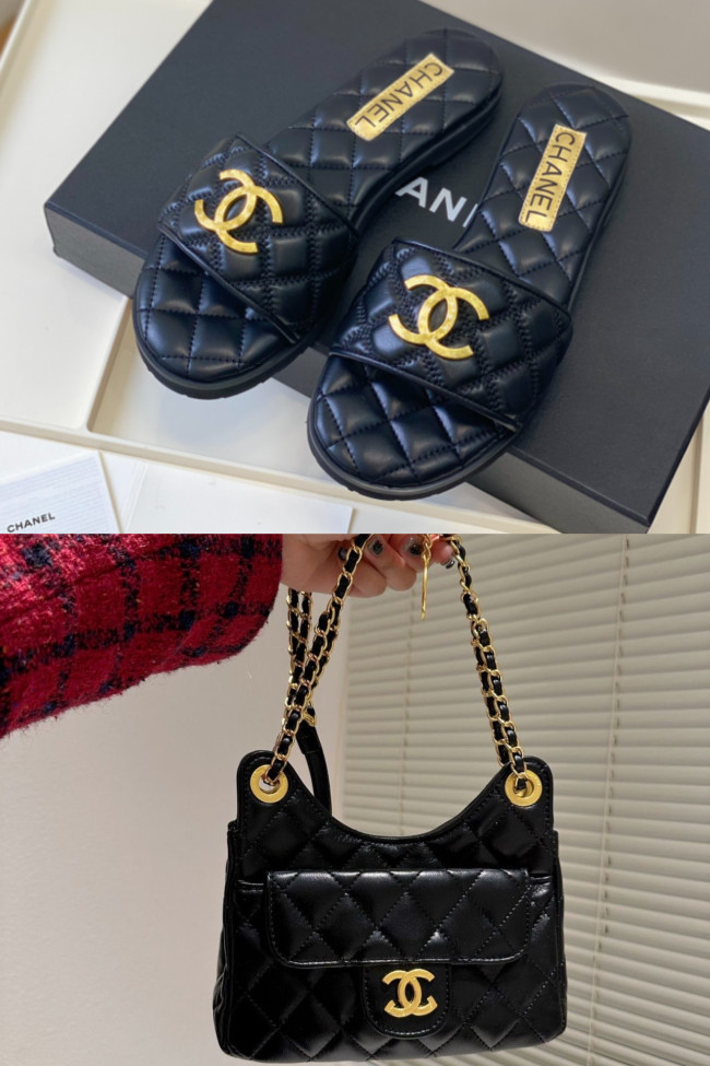 Women Fashion Slides with Bag Set #CHN