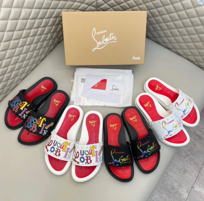 1 pair fashion slide slipper with box #CL