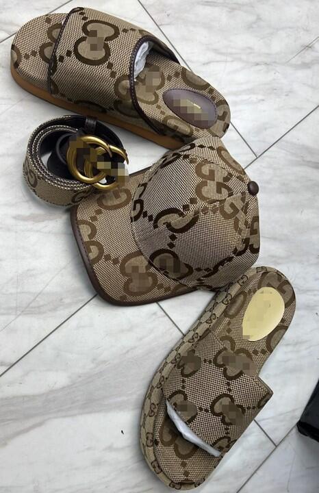 1 Set Fashion Slipper & Hat & Belt  #GUI