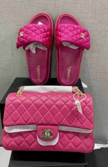 Women Fashion Slides with Bag Set Free Fedex Shipping #CHN