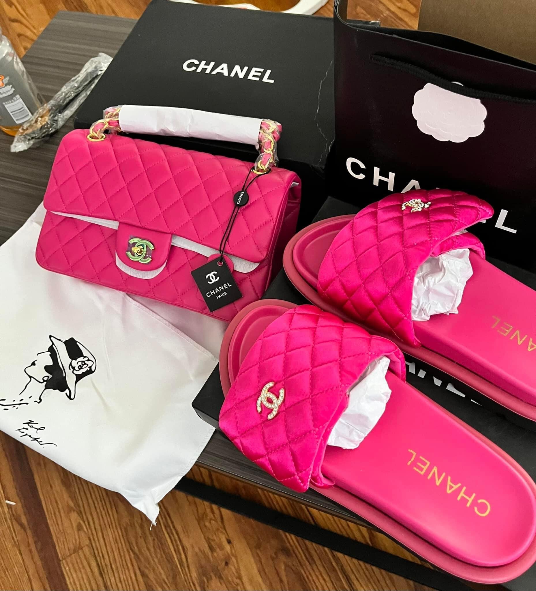 Women Fashion Slides with Bag Set Free Fedex Shipping #CHN