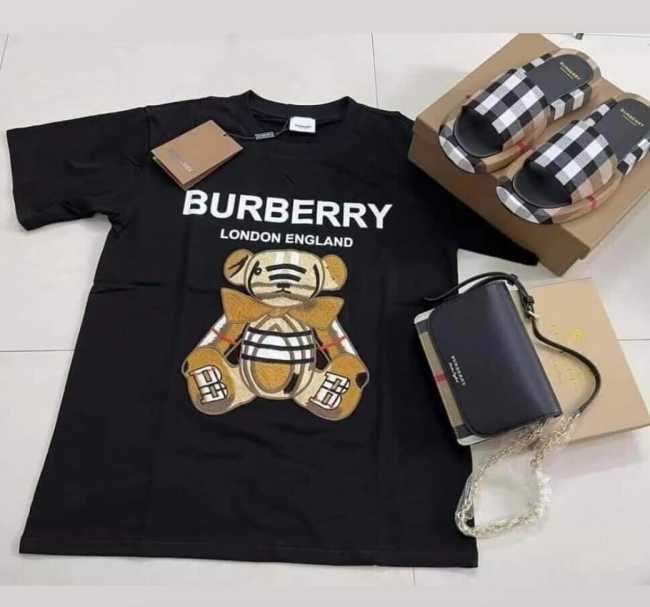 Fashion Shirt & Slides & Bag Set #BUR