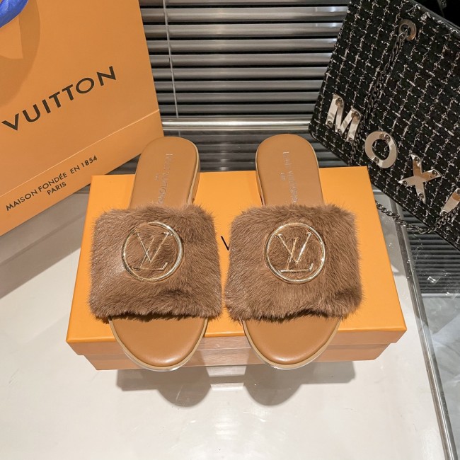 Fashion Furry Slides with Box #LOV