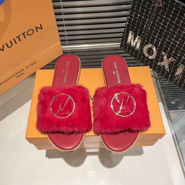 Fashion Furry Slides with Box #LOV