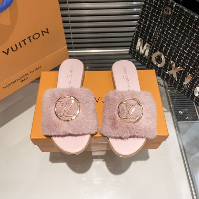 Fashion Furry Slides with Box #LOV