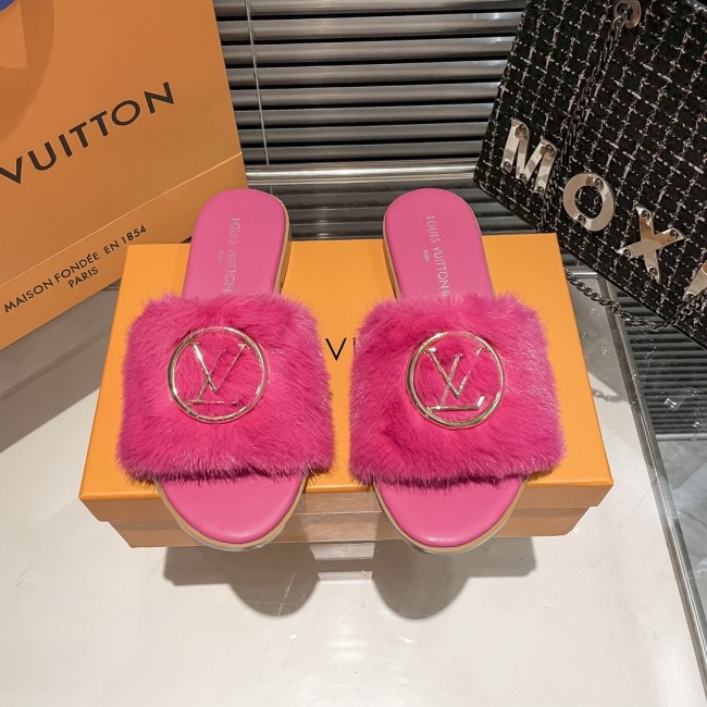 Fashion Furry Slides with Box #LOV