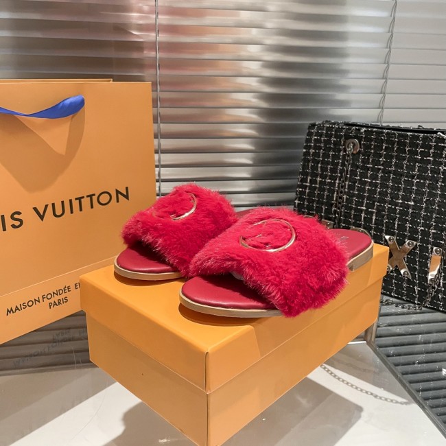 Fashion Furry Slides with Box #LOV