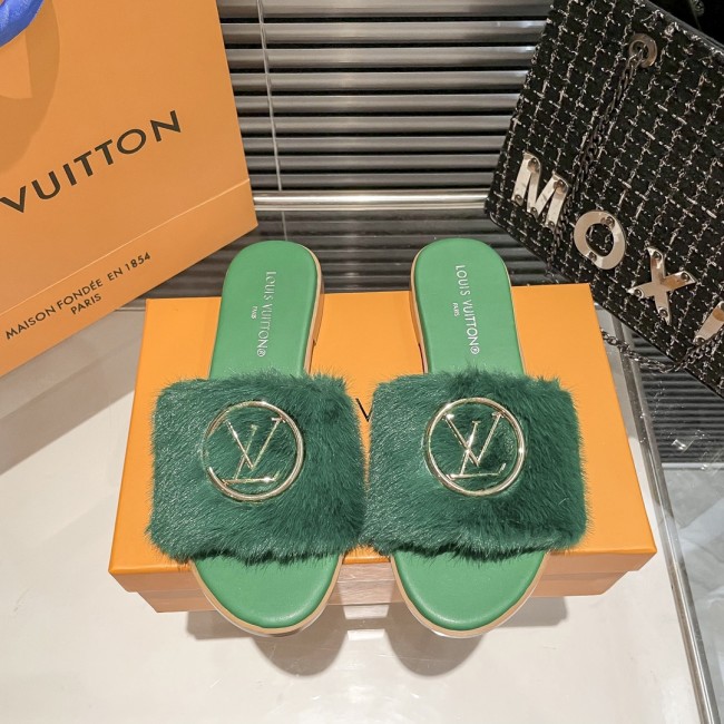 Fashion Furry Slides with Box #LOV