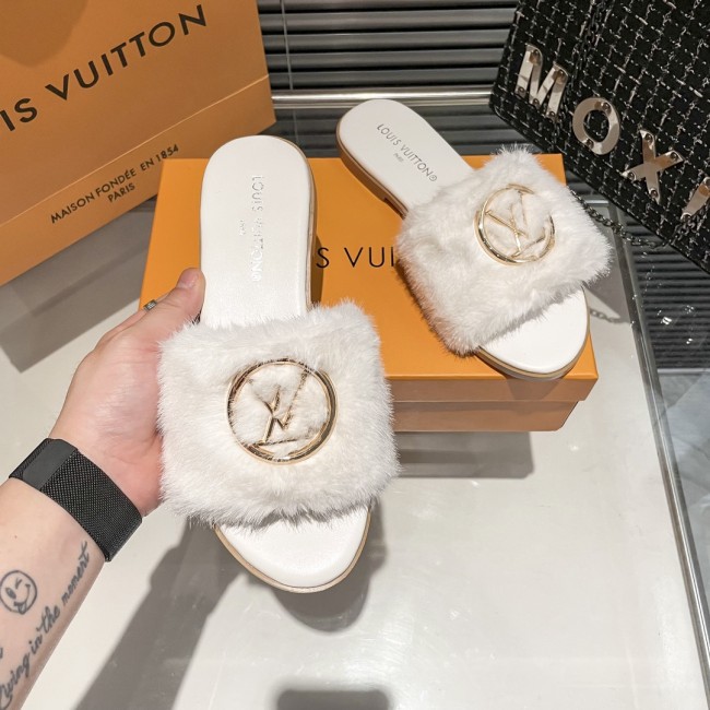 Fashion Furry Slides with Box #LOV
