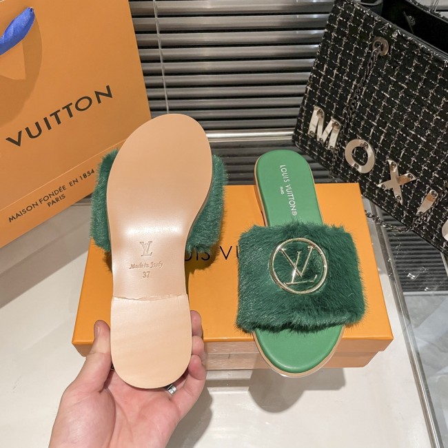 Fashion Furry Slides with Box #LOV