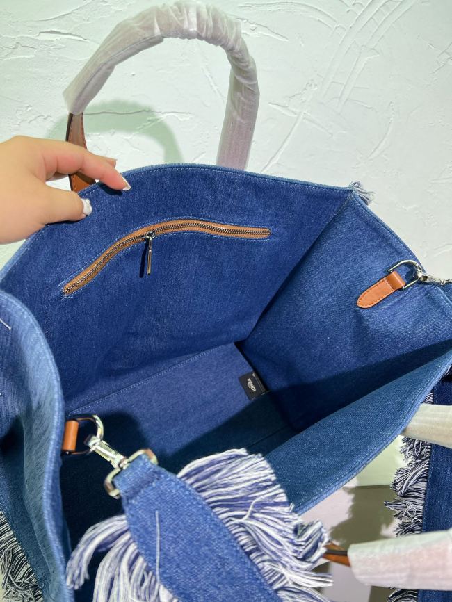 Women Denim Fringe Tote Bag Size 40*35cm #FEI