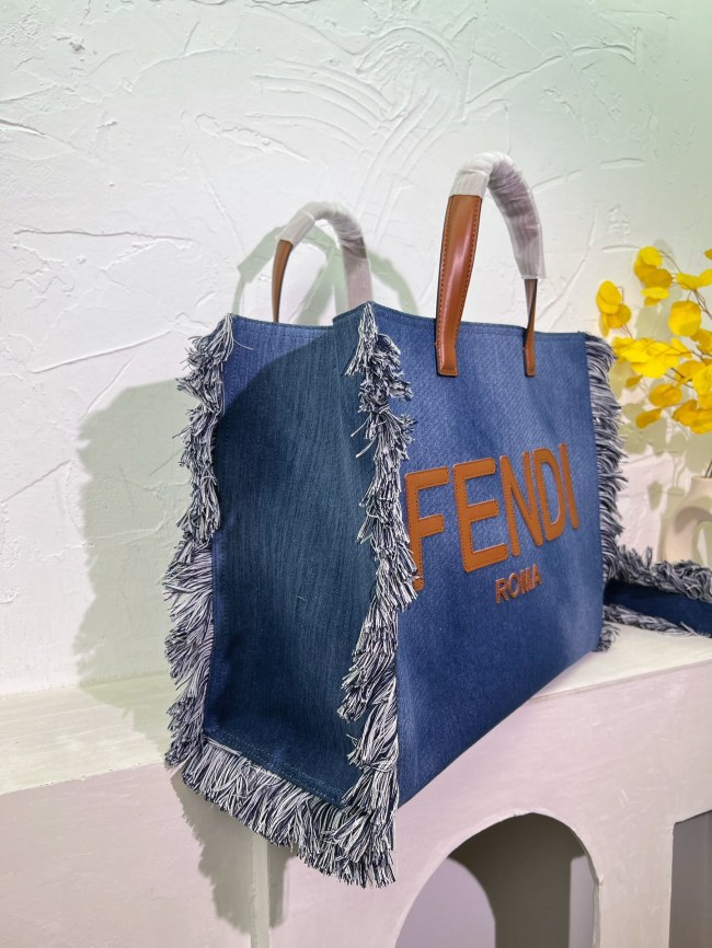 Women Denim Fringe Tote Bag Size 40*35cm #FEI