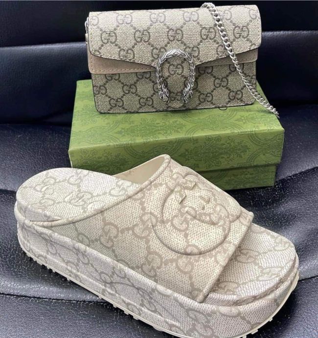 Women Fashion Slides with Bag Set #GUI