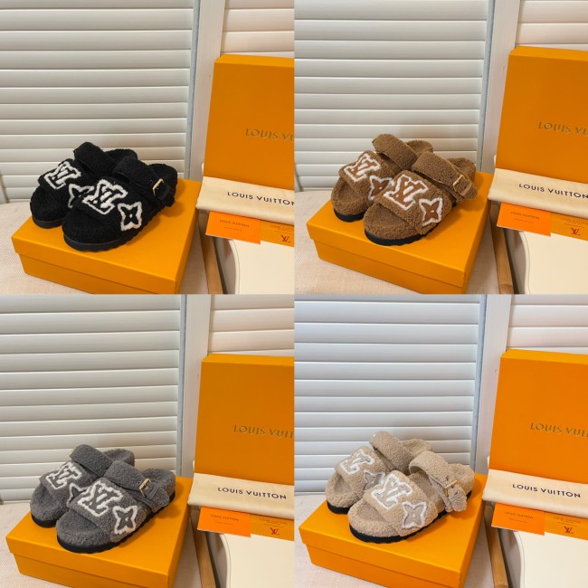 Fashion Furry Slides with Box #LOV