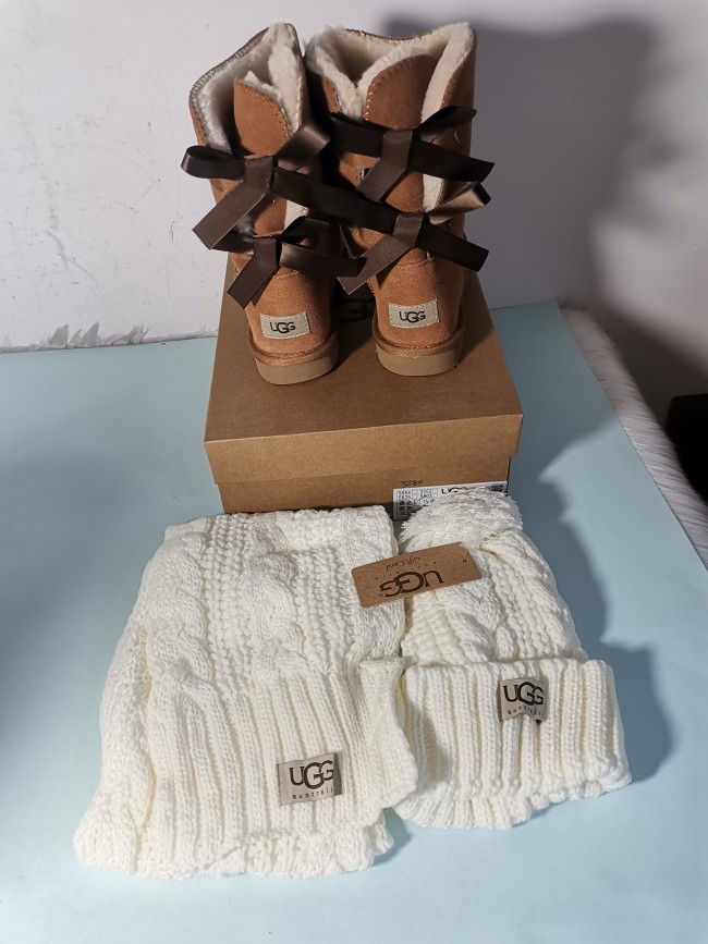 1 Set Fashion Snow Boots & Scarf & Hat #UG