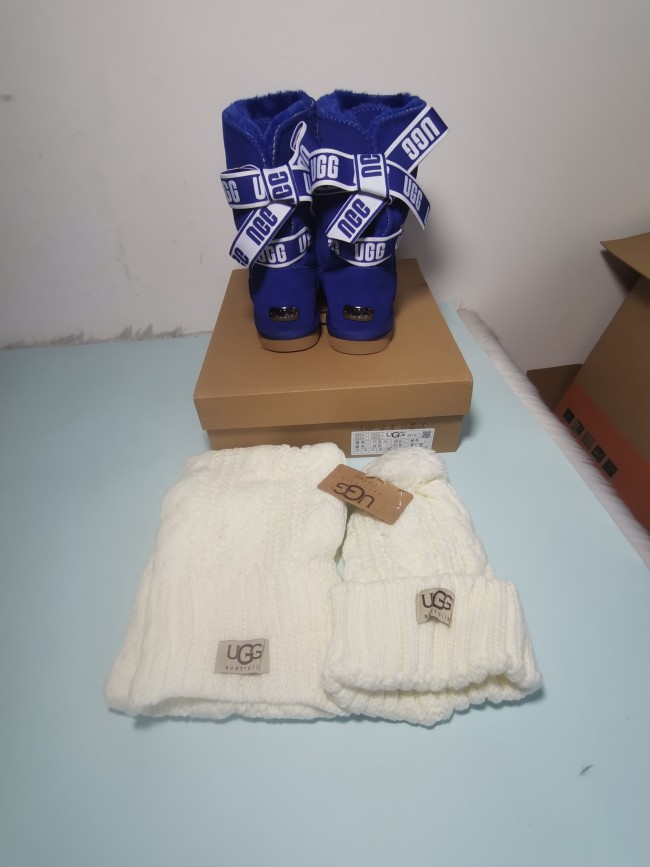1 Set Fashion Snow Boots & Scarf & Hat #UG