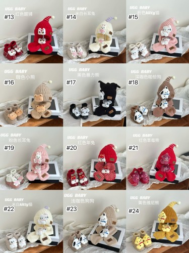 Fashion Kids Shoes Scarf Hat 3 pcs Set with Box #UG