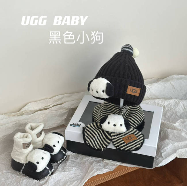 Fashion Kids Shoes Scarf Hat 3 pcs Set with Box #UG