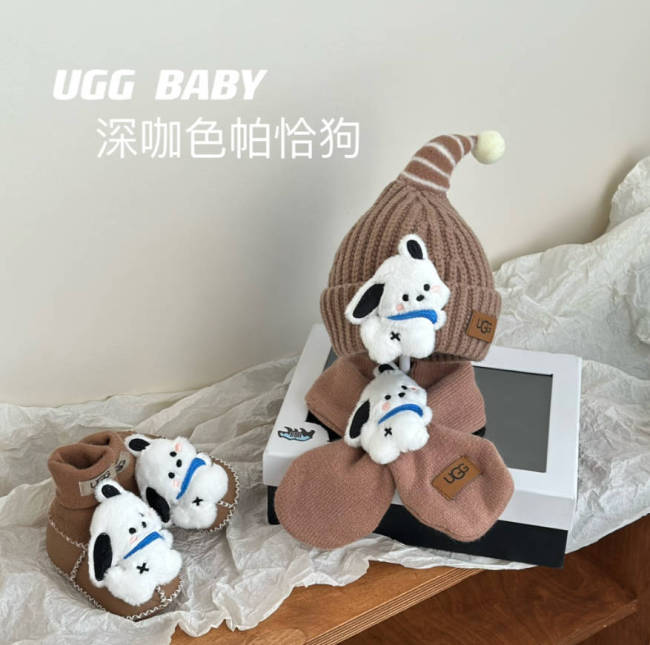 Fashion Kids Shoes Scarf Hat 3 pcs Set with Box #UG