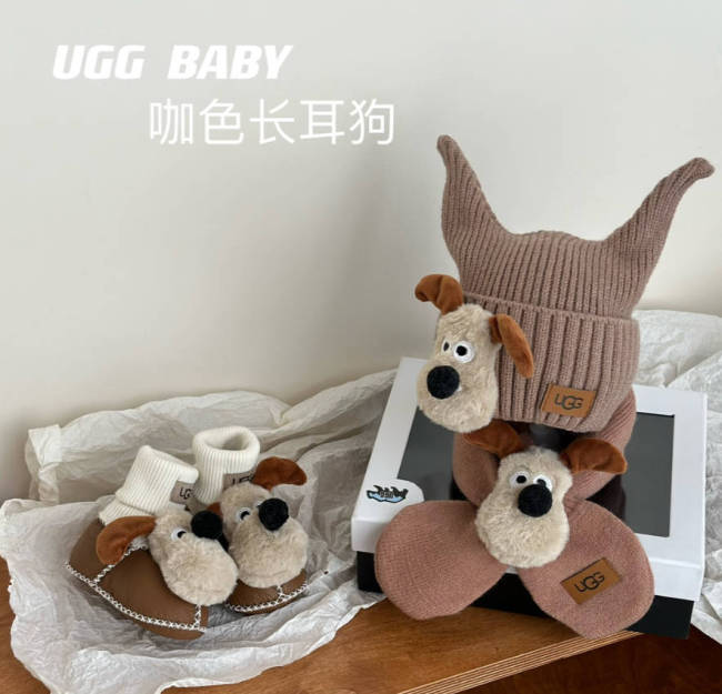 Fashion Kids Shoes Scarf Hat 3 pcs Set with Box #UG