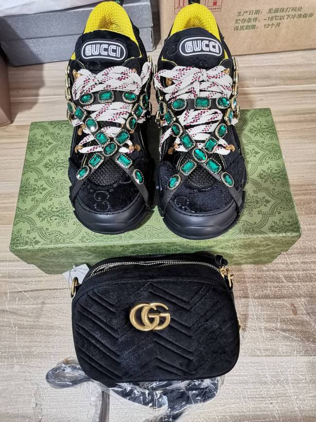 Wholesale Diamond Sneakers with Bag Set #GUI