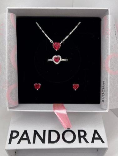 Fashion Pandora Rings Necklace Earrings Set with Box