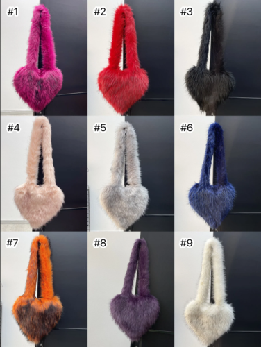 Women Faux Fur Heart Shoulder Bag #NOO