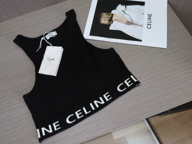  Celine Cotton Crop Top Vest with Tags #NOO