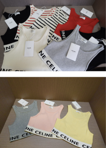  Celine Cotton Crop Top Vest with Tags #NOO