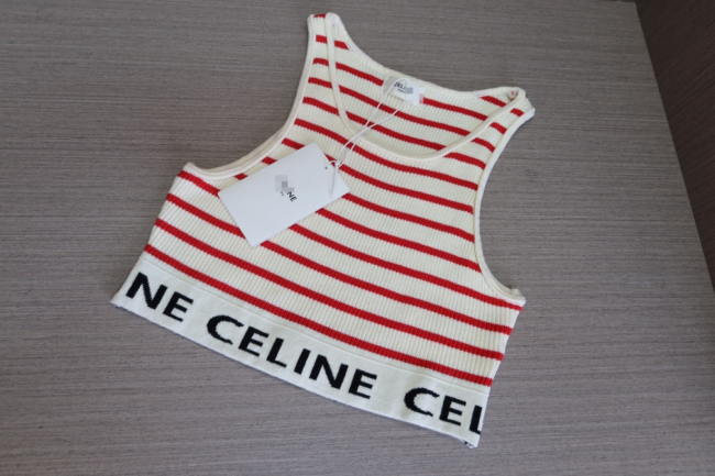 Celine Cotton Crop Top Vest with Tags #NOO
