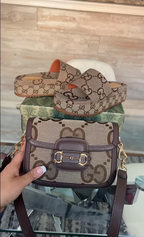 Women Fashion Slides with Bag Set #GUI