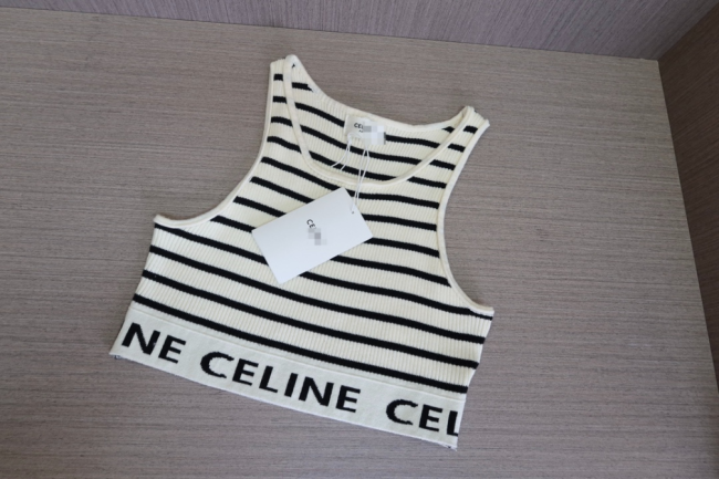  Celine Cotton Crop Top Vest with Tags #NOO