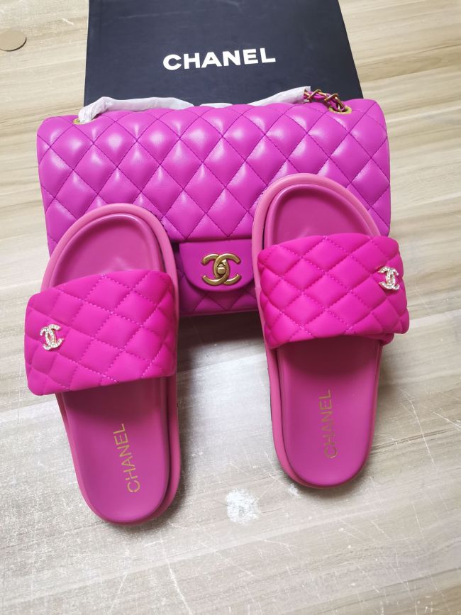 Women Fashion Slides with Bag Set Free Fedex Shipping #CHN