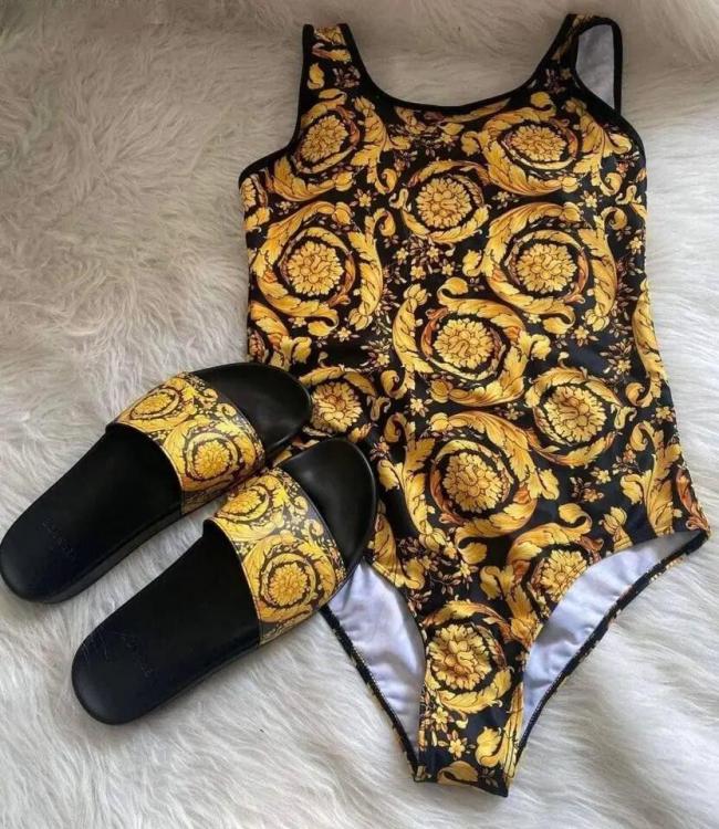 Fashion Women Slides with Swimsuits Set #VER