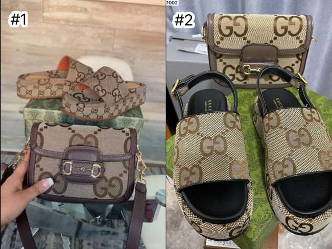 Women Fashion Slides with Bag Set #GUI