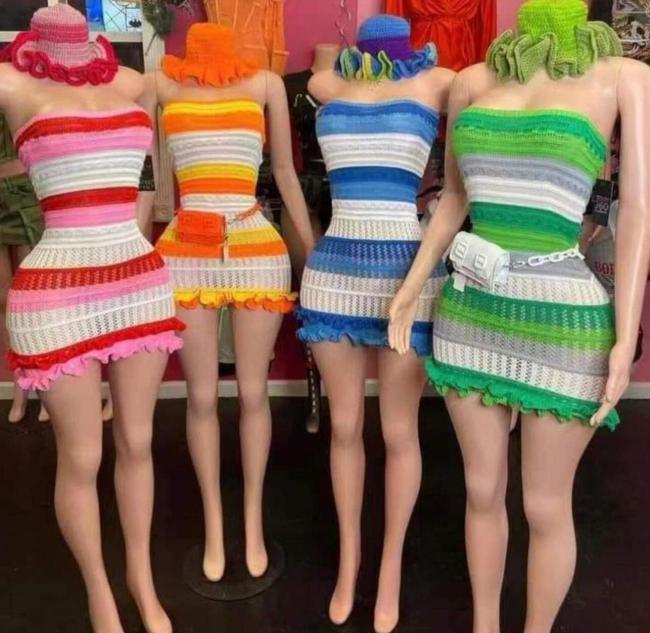 Women Knit Dress with Knit Hat Set #NOO