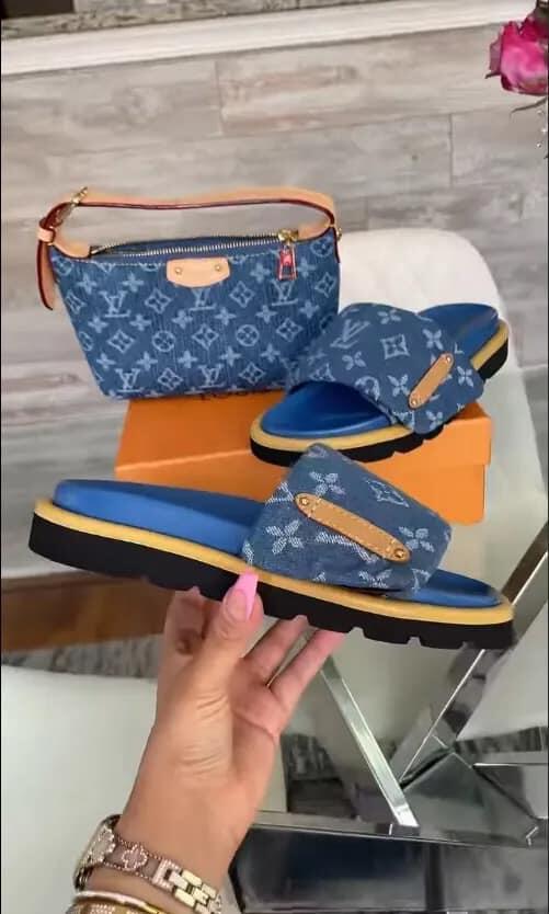 Women Fashion Slides with Bag Set #LOV