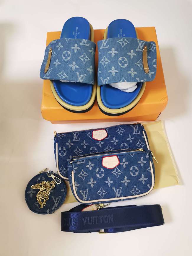 Women Fashion Slides with Bag Set #LOV