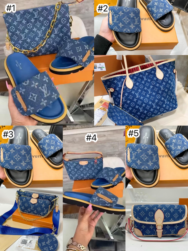 Women Fashion Slides with Bag Set #LOV