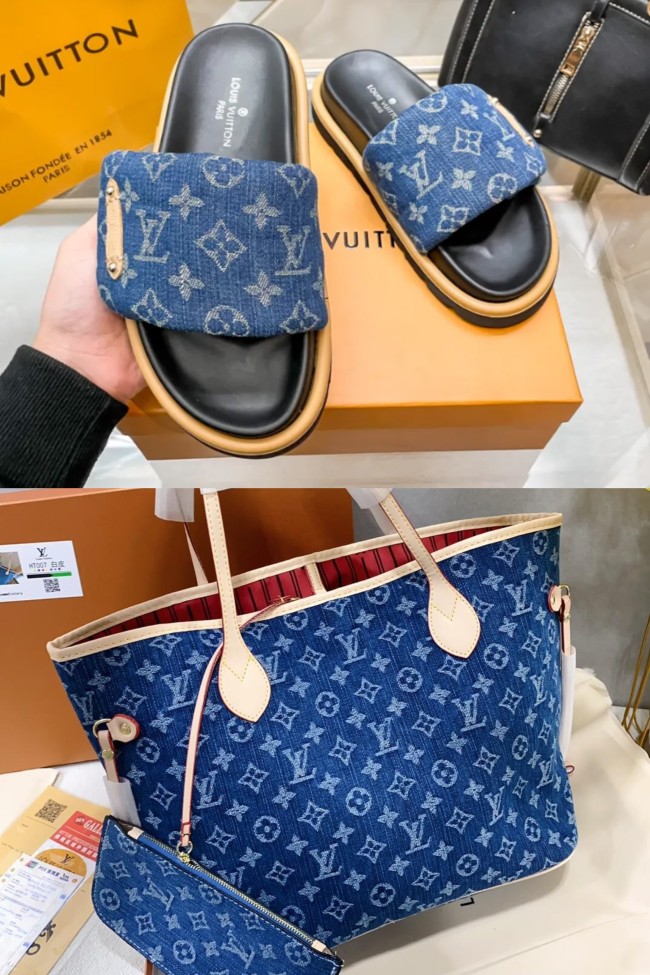 Women Fashion Slides with Bag Set #LOV