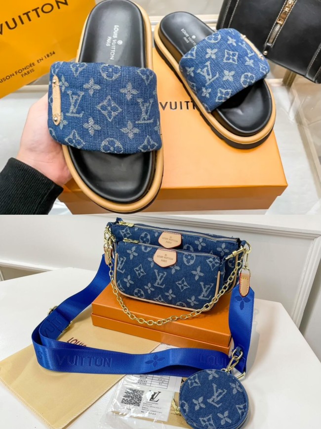 Women Fashion Slides with Bag Set #LOV