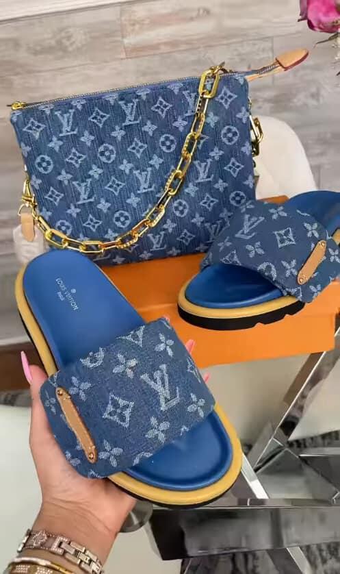 Women Fashion Slides with Bag Set #LOV