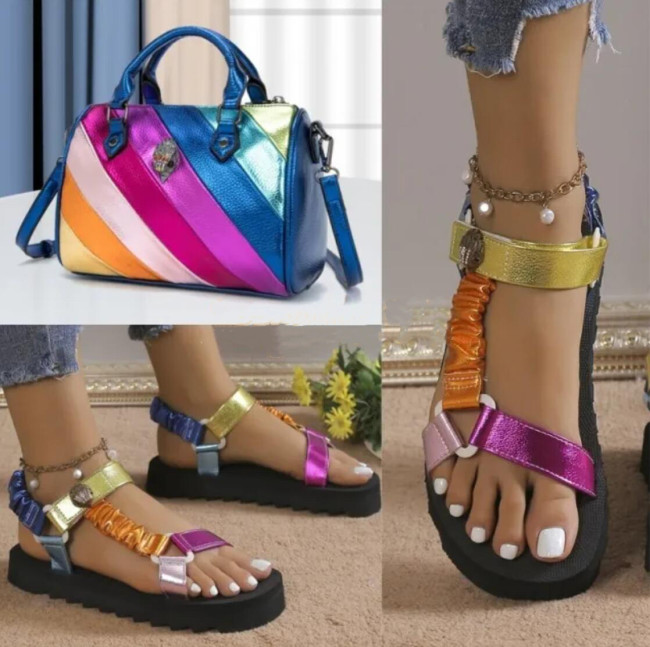 1 Set Fashion Casual Sandals & Handle Bag #NOO