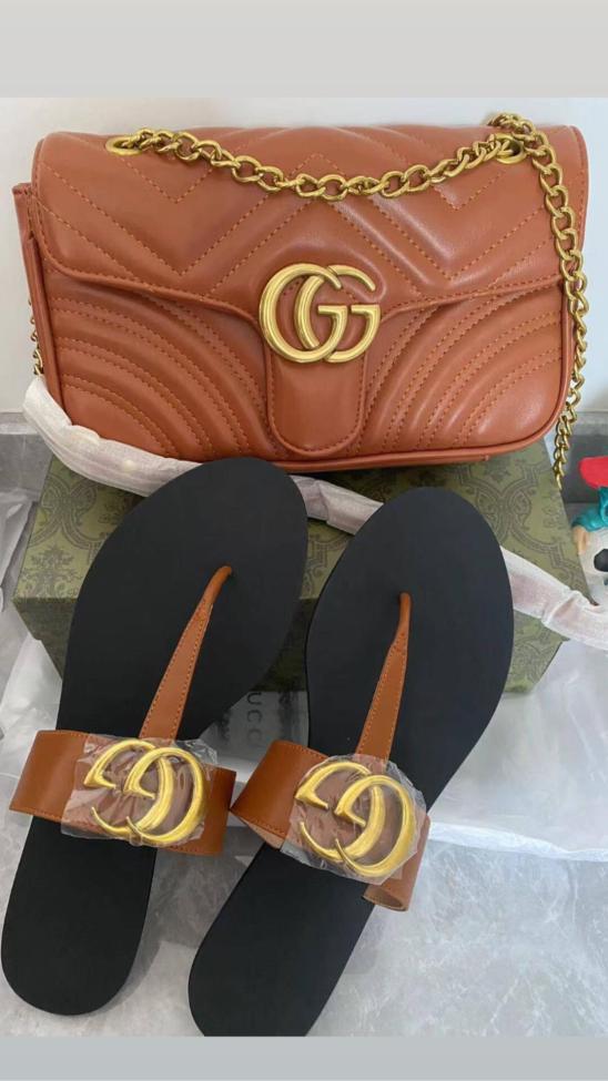 Women Fashion Slides with Bag Set #GUI